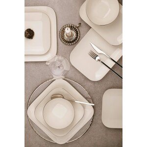 Porcelánová jídelní souprava QUAD 51 ks stříbrná