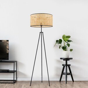 Stojací lampa AYD-3321 černá a ratanová