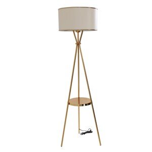Stojací lampa 8626 kovová zlatá s poličkou