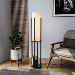 Stojací lampa SHELF LAMP černá a bílá s poličkou
