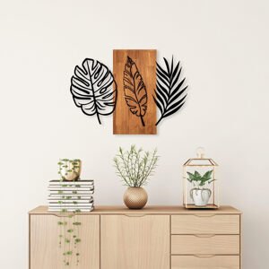 Nástěnná dřevěná dekorace TRIPLE LEAVES