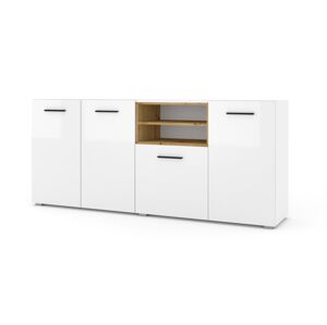 Komoda ANETTE 4D bílý mat, dub artisan
