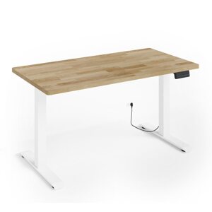 Nastavitelný elektrický stůl BIMOTION 2S 140x70 Bílý mat/přírodní dub