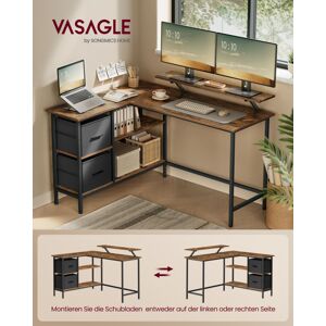 Rohový psací stůl s policí a úložnými boxy 135 x 90 x 105 cm hnědý